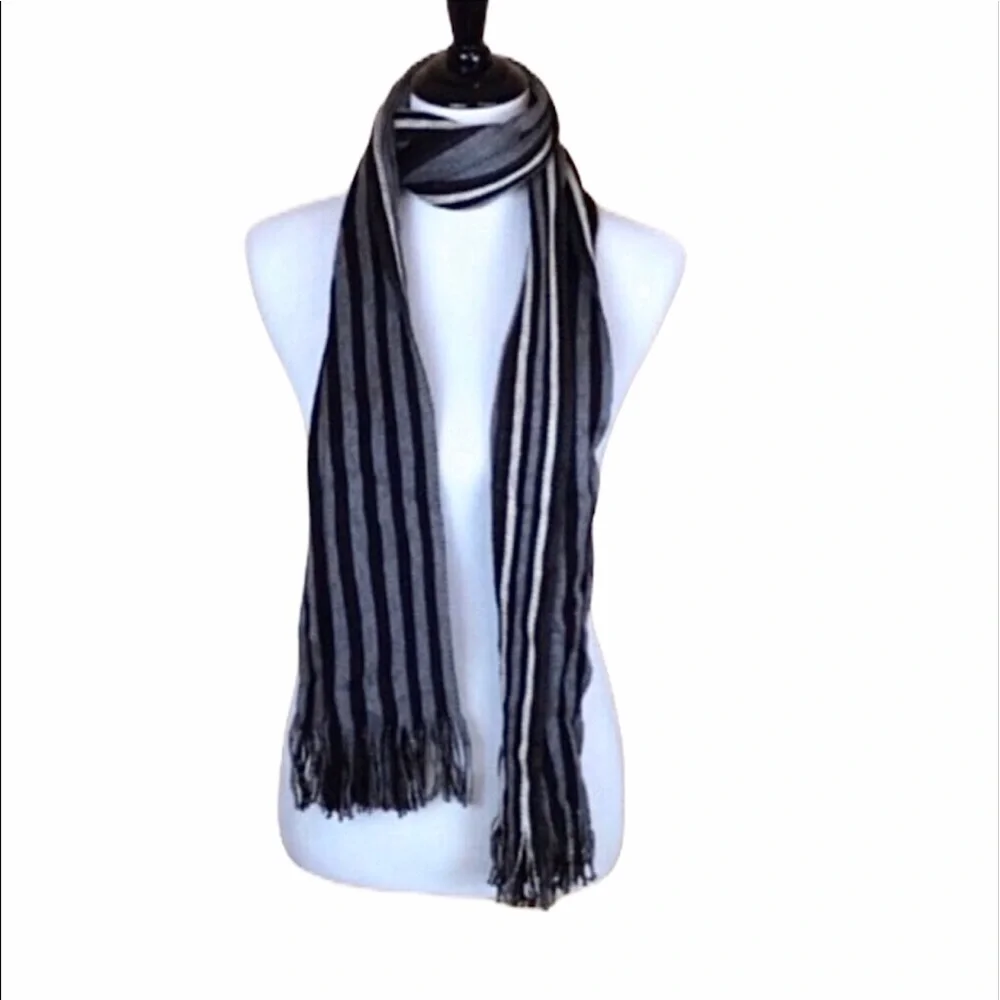 Apt. 9 charcoal & heather striped 64 x 10 fringed scarf